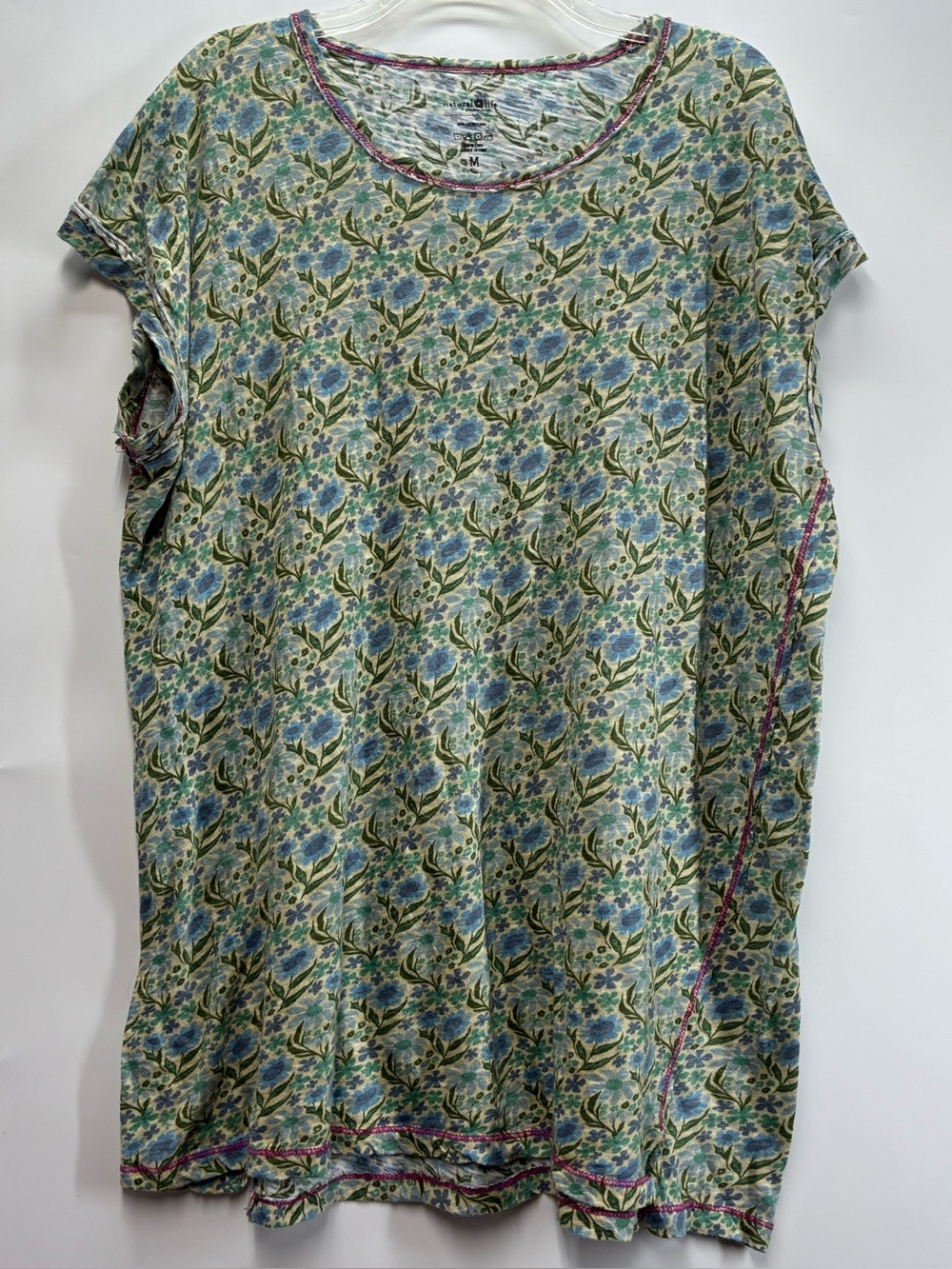 Natural Life Medium Floral Short Sleeve Tee T Shirt Green Ditsy Boho Cottage